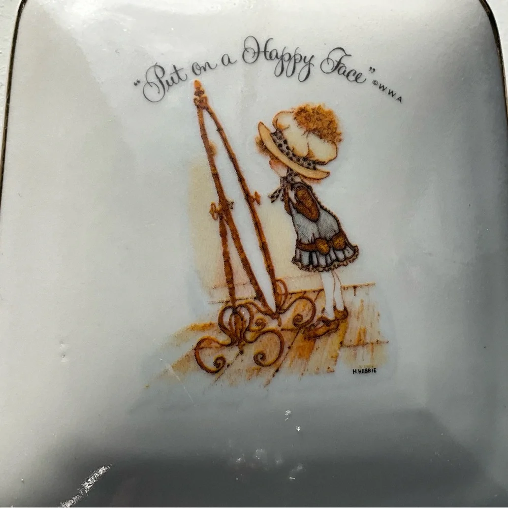 Vintage Holly Hobbie Trinket Box “Put on a Happy Face” 1970s Japan